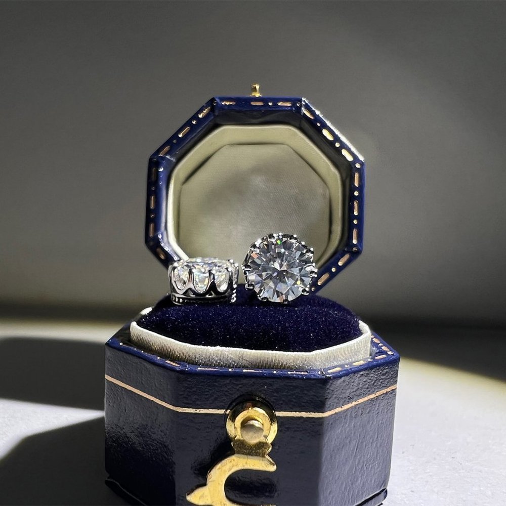 Certified 2ct. t.w. Moissanite Diamond Crown Stud Earrings NEW - Picture 7 of 13